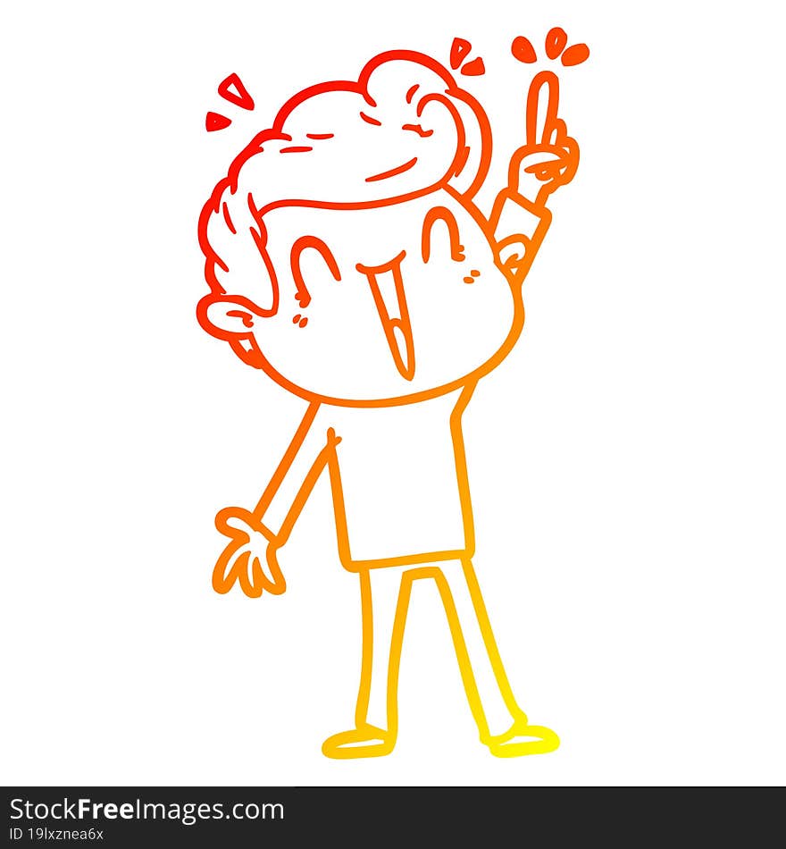 warm gradient line drawing of a cartoon excited man