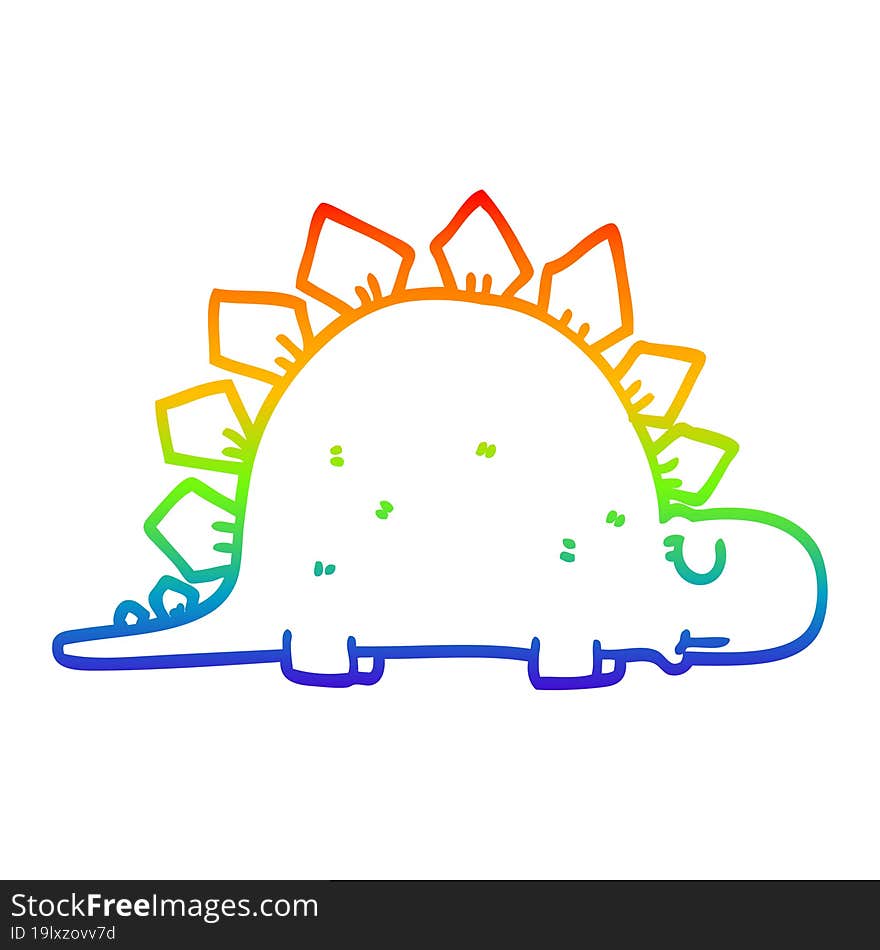 Rainbow Gradient Line Drawing Cartoon Prehistoric Dinosaur