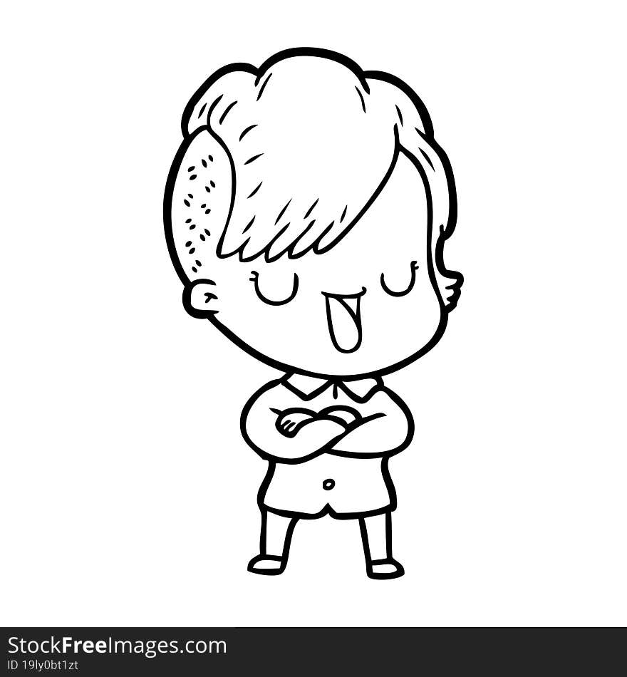 cute cartoon girl with hipster haircut. cute cartoon girl with hipster haircut