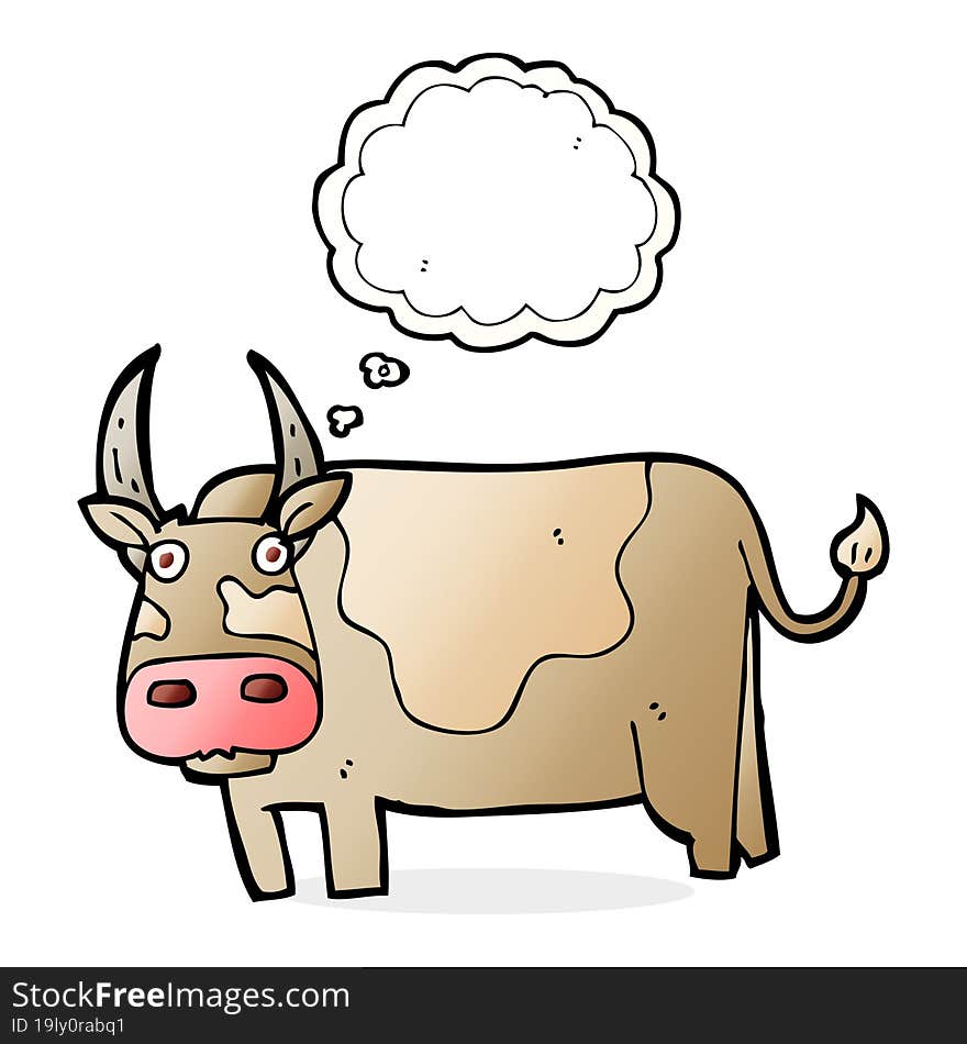 cartoon bull with thought bubble