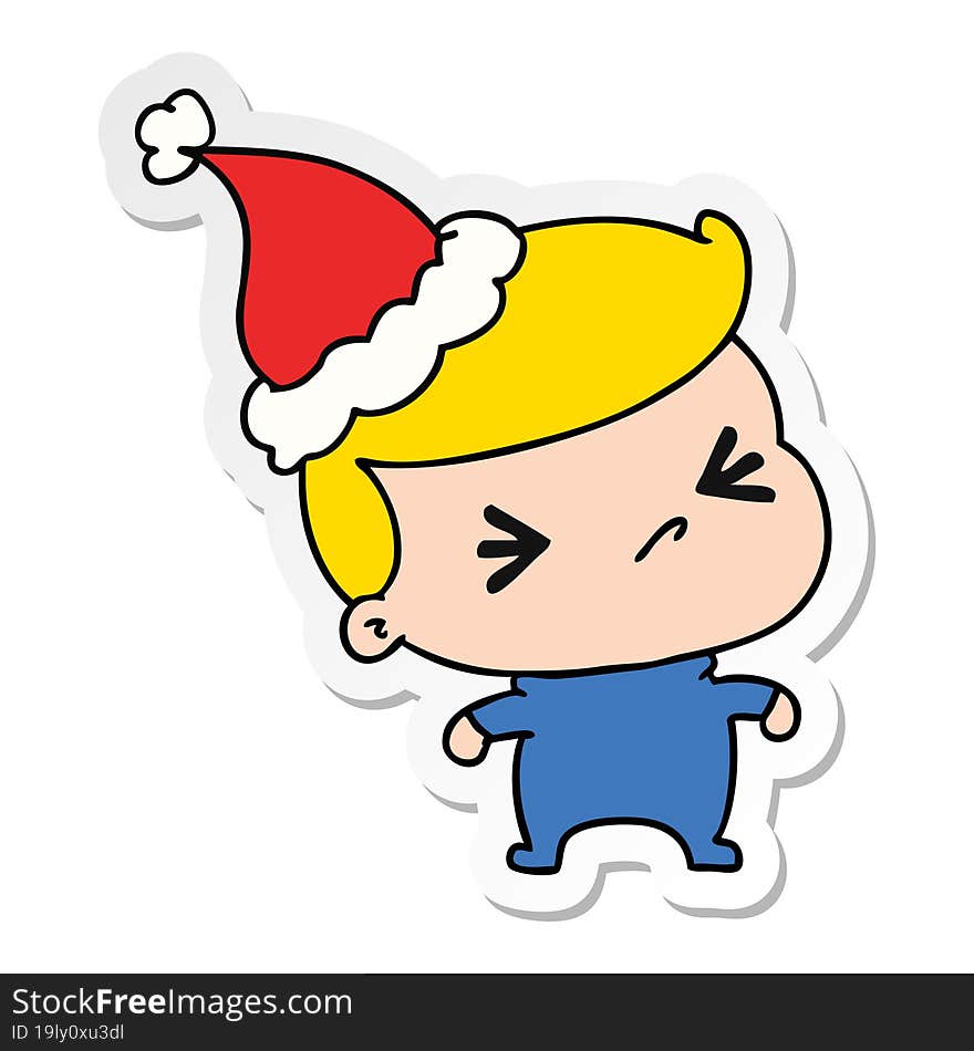 christmas sticker cartoon of kawaii boy