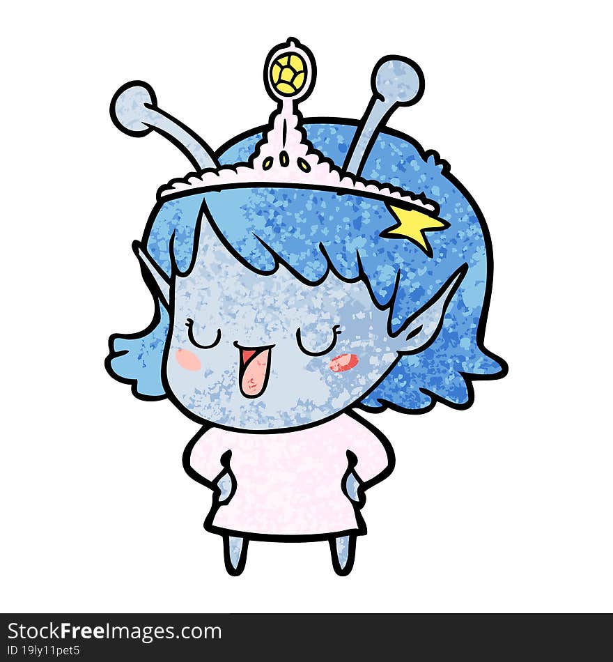 happy alien princess cartoon. happy alien princess cartoon