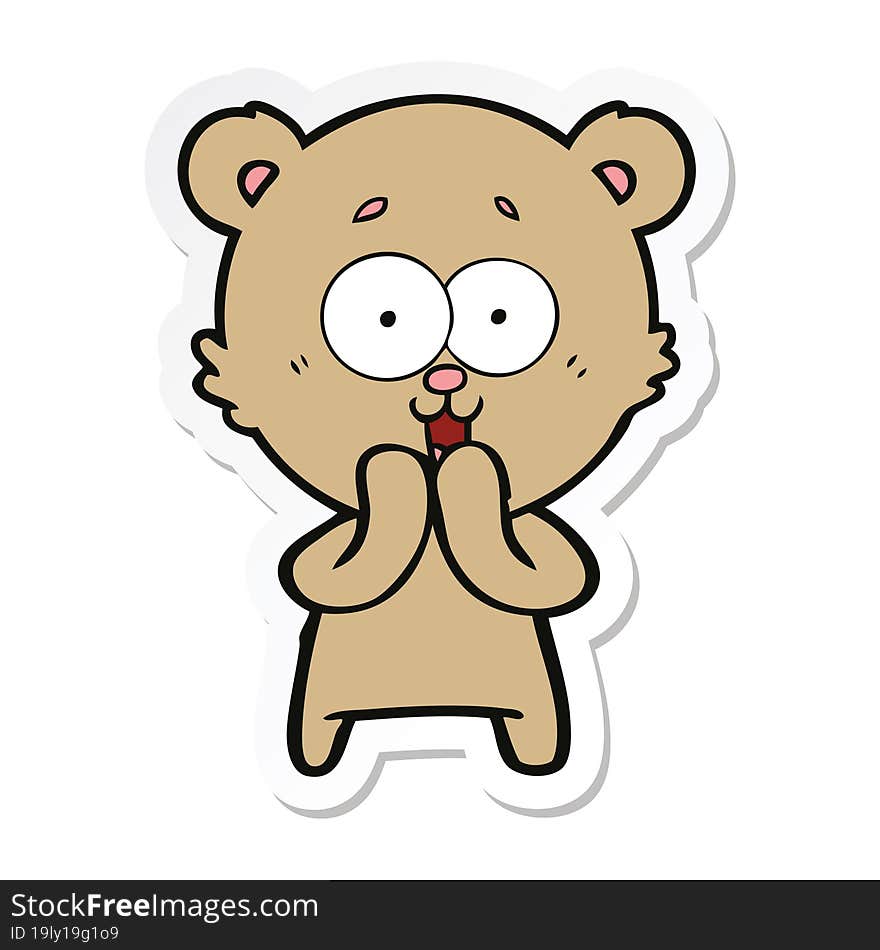 Sticker Of A Laughing Teddy  Bear Cartoon