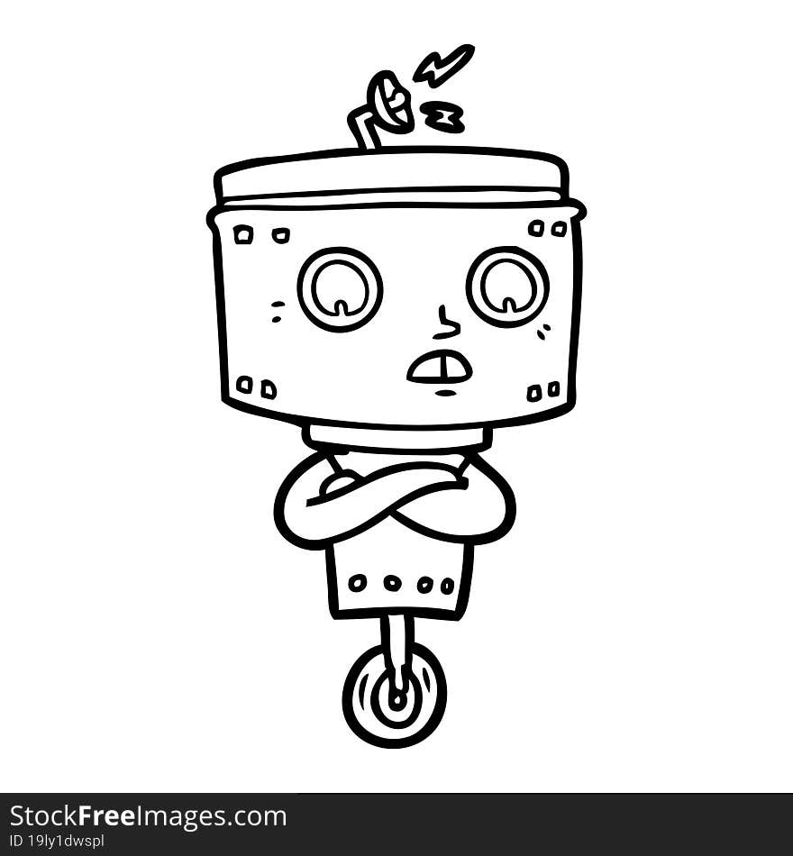 cartoon robot with crossed arms. cartoon robot with crossed arms