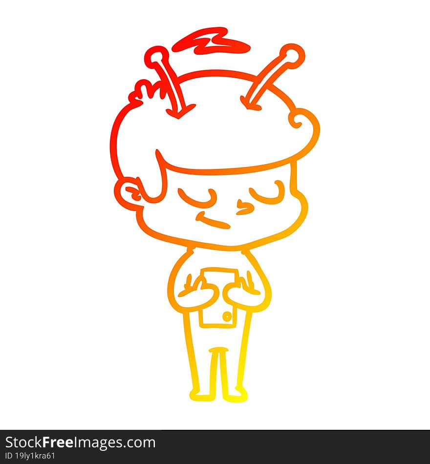 warm gradient line drawing friendly cartoon spaceman