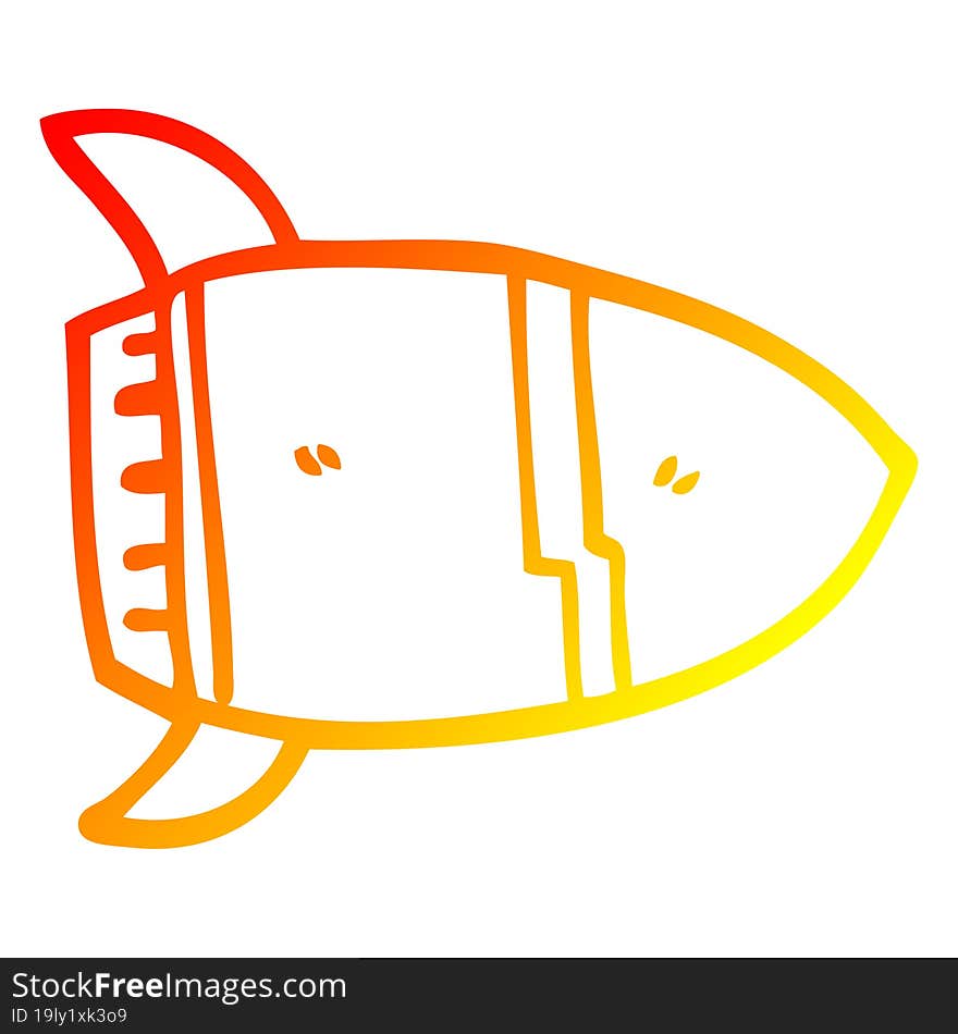 Warm Gradient Line Drawing Cartoon Space Rocket