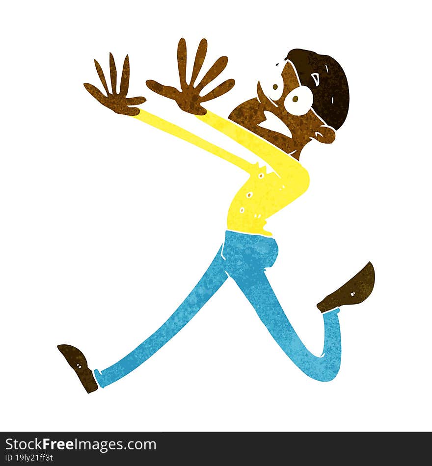 cartoon man running away