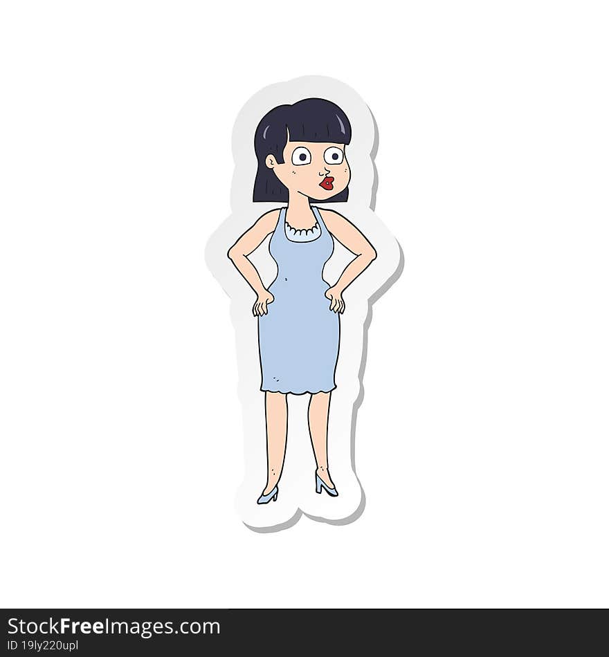 sticker of a cartoon woman with hands on hips