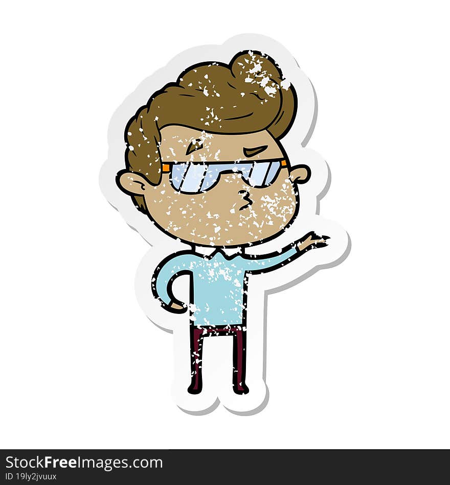 Distressed Sticker Of A Cartoon Cool Guy