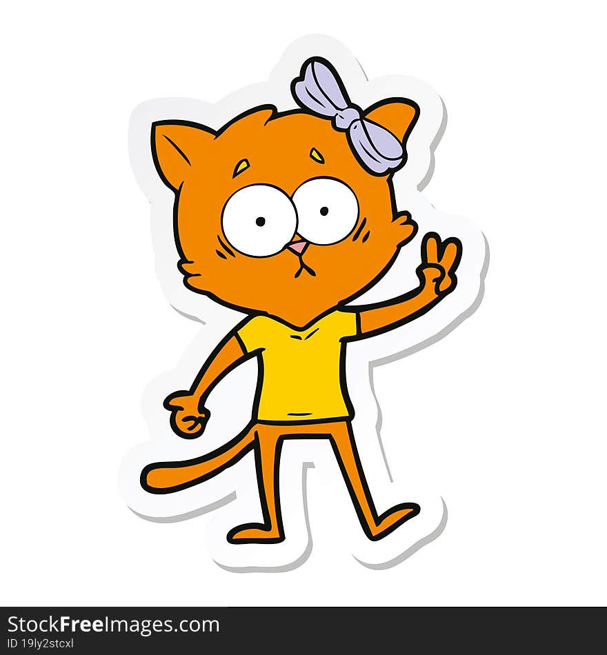 Sticker Of A Cartoon Cat