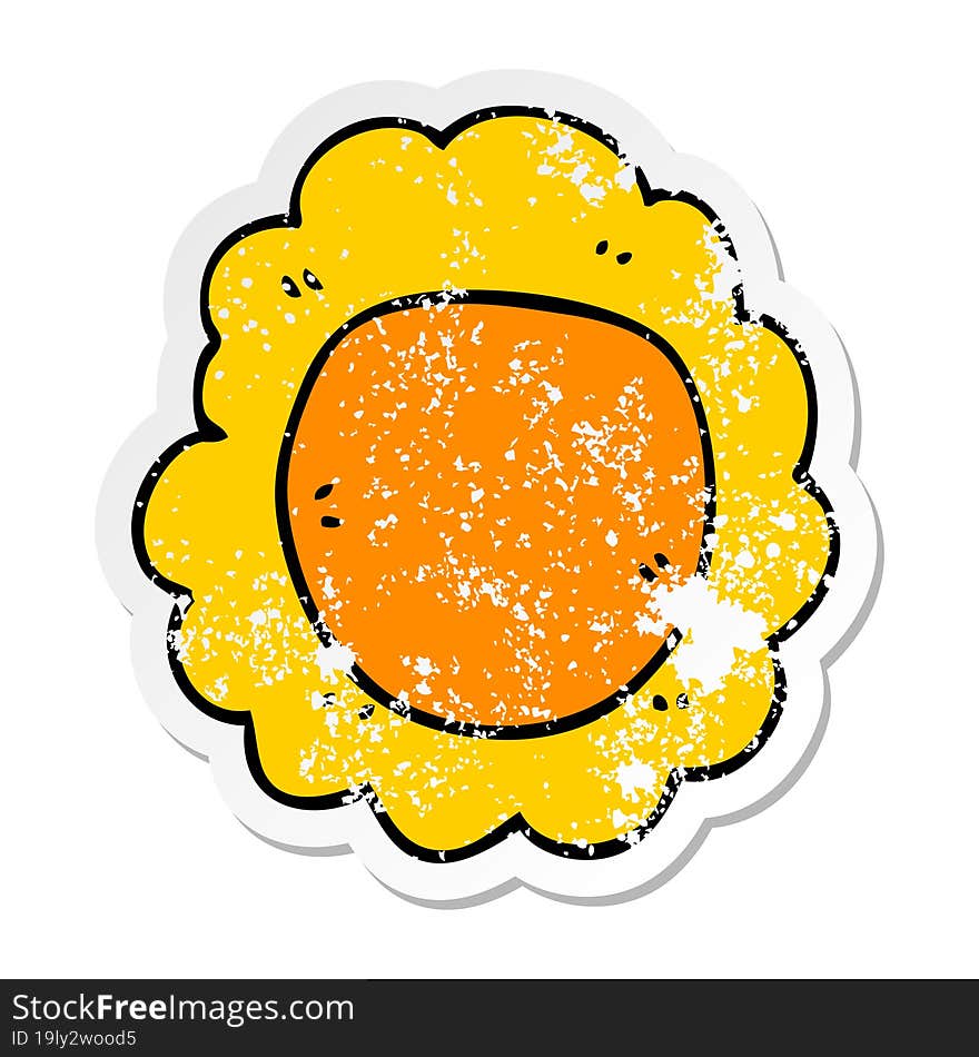 distressed sticker of a cartoon flower