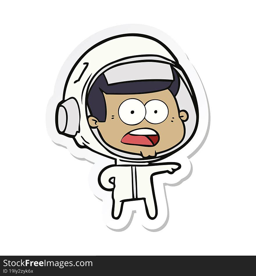 Sticker Of A Cartoon Surprised Astronaut