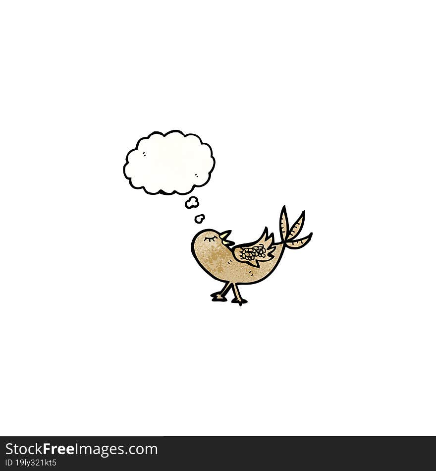 cartoon bird with thought bubble