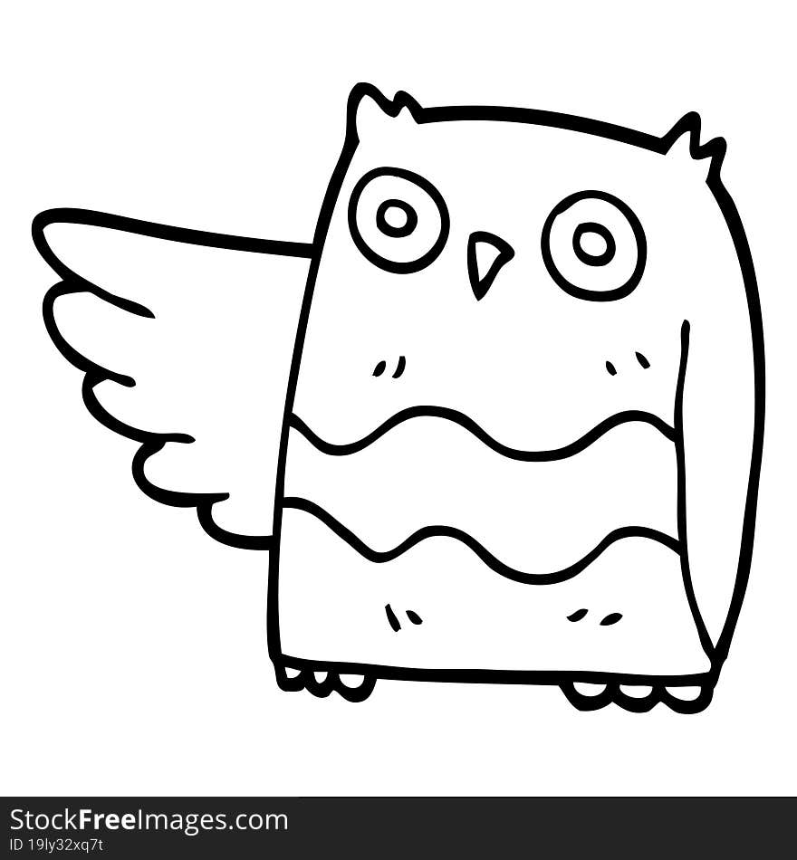 line drawing cartoon happy owl