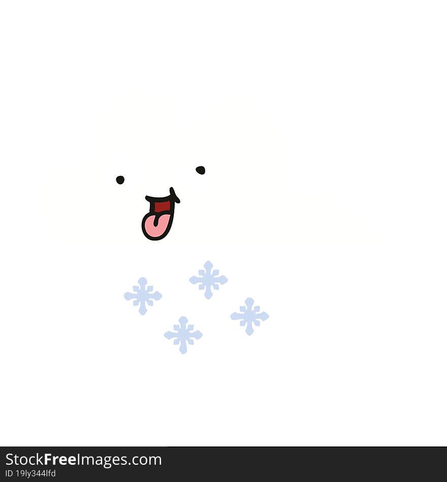 flat color retro cartoon snow cloud