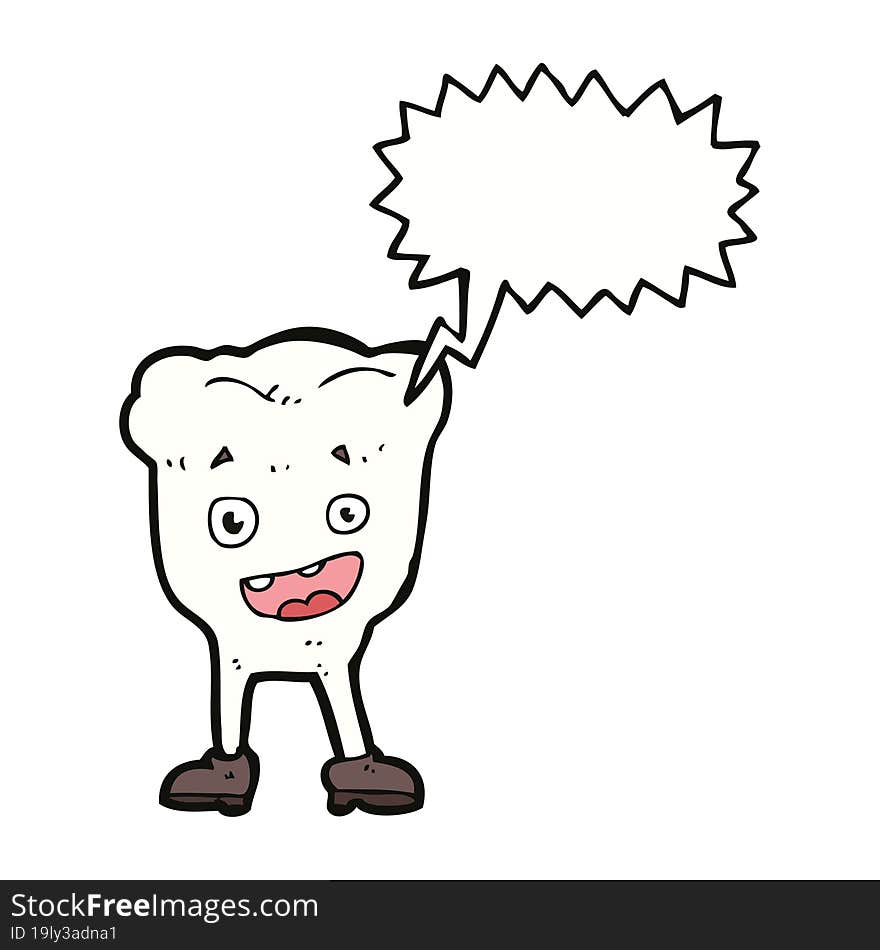 cartoon tooth with speech bubble