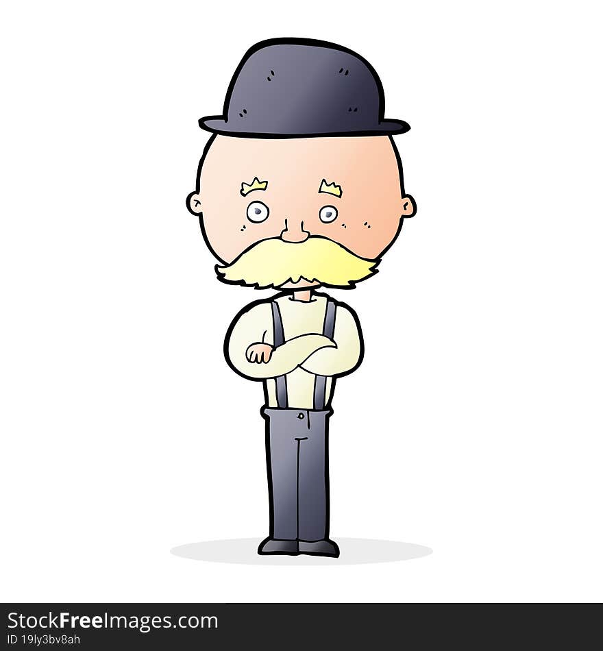 cartoon man wearing bowler hat