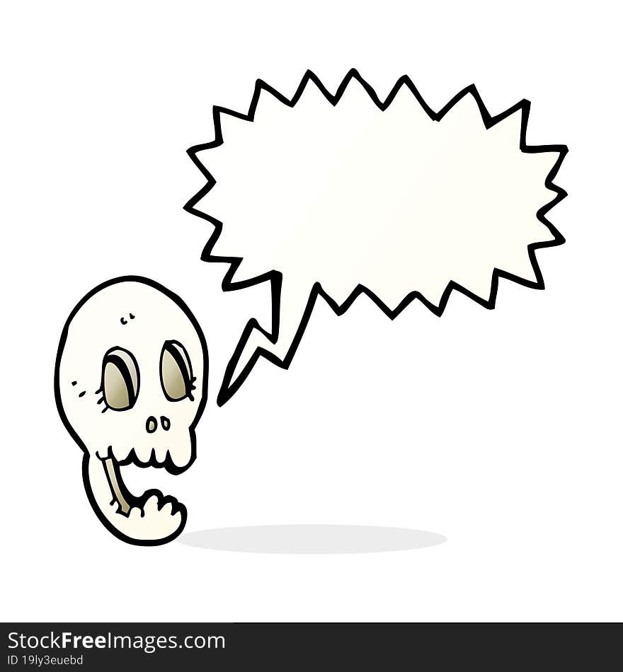 Funny Cartoon Skull With Speech Bubble