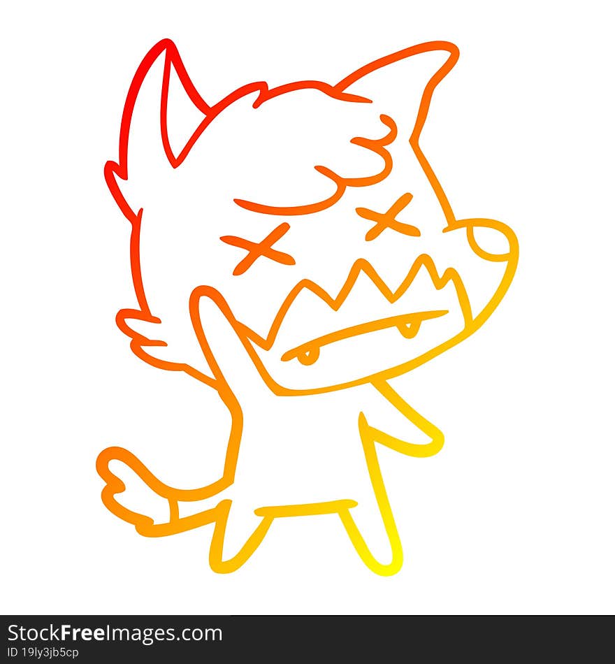 warm gradient line drawing cartoon dead fox