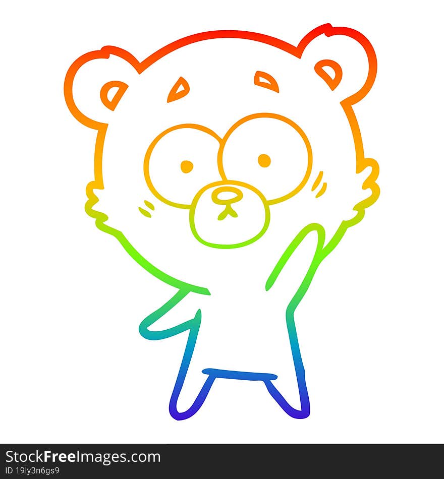 rainbow gradient line drawing surprised polar bear cartoon