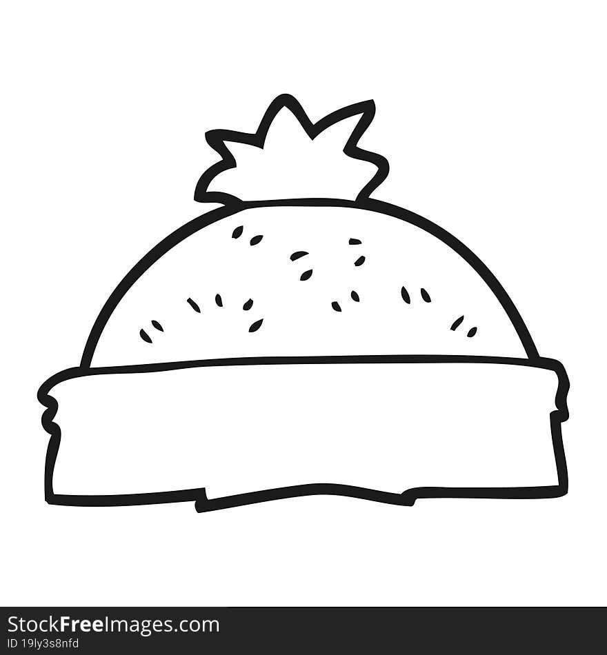 black and white cartoon winter hat