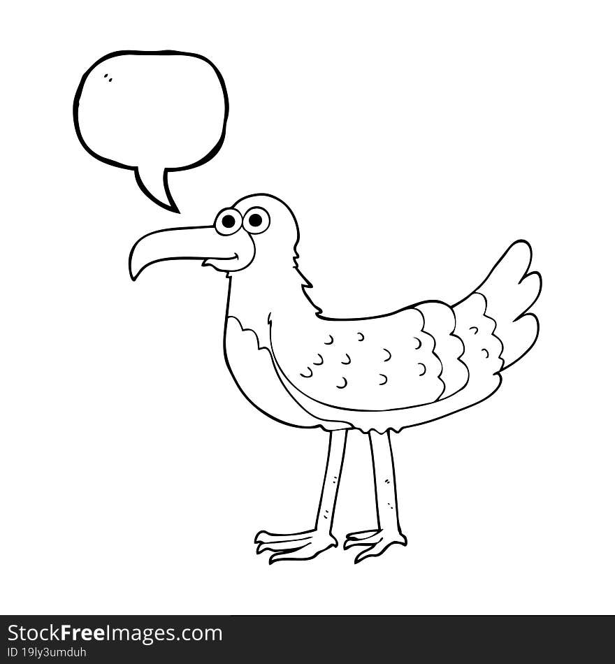 freehand drawn speech bubble cartoon seagull