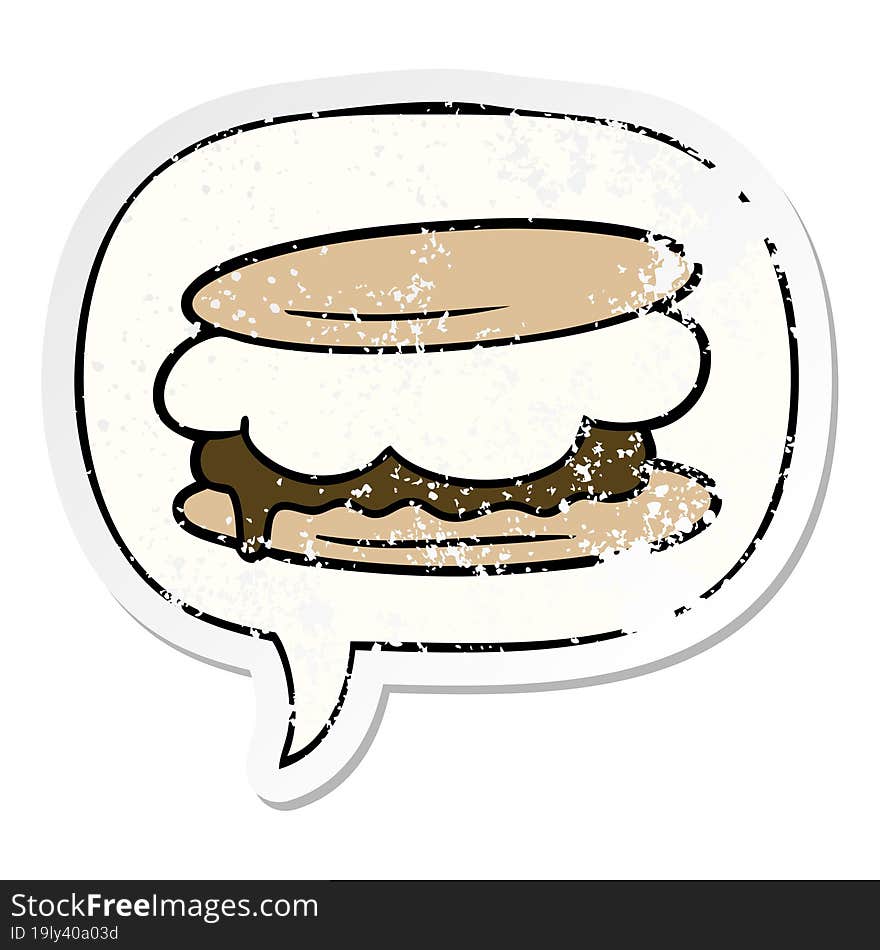 smore cartoon and speech bubble distressed sticker