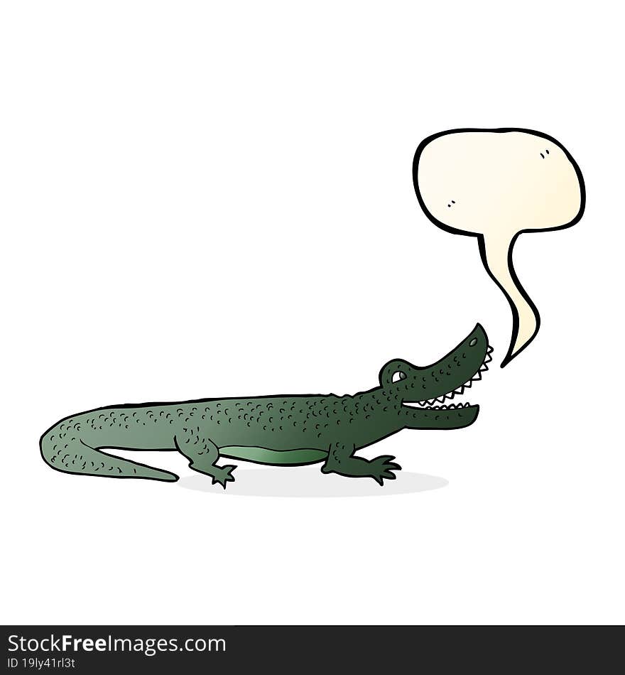 cartoon happy crocodile with speech bubble