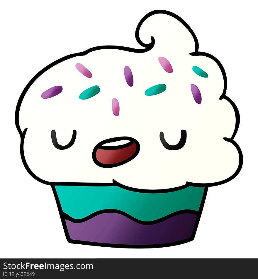 gradient cartoon kawaii of a cute cupcake