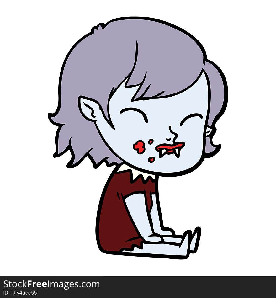 cartoon vampire girl with blood on cheek. cartoon vampire girl with blood on cheek