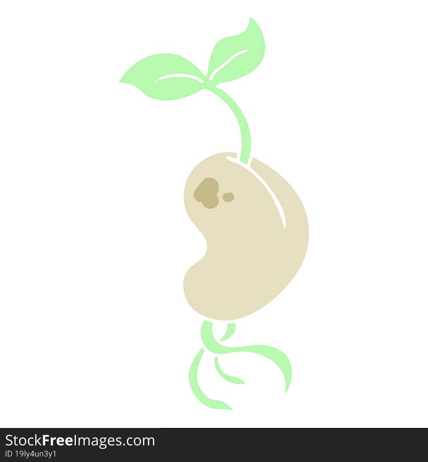 Flat Color Illustration Of A Cartoon Sprouting Seed