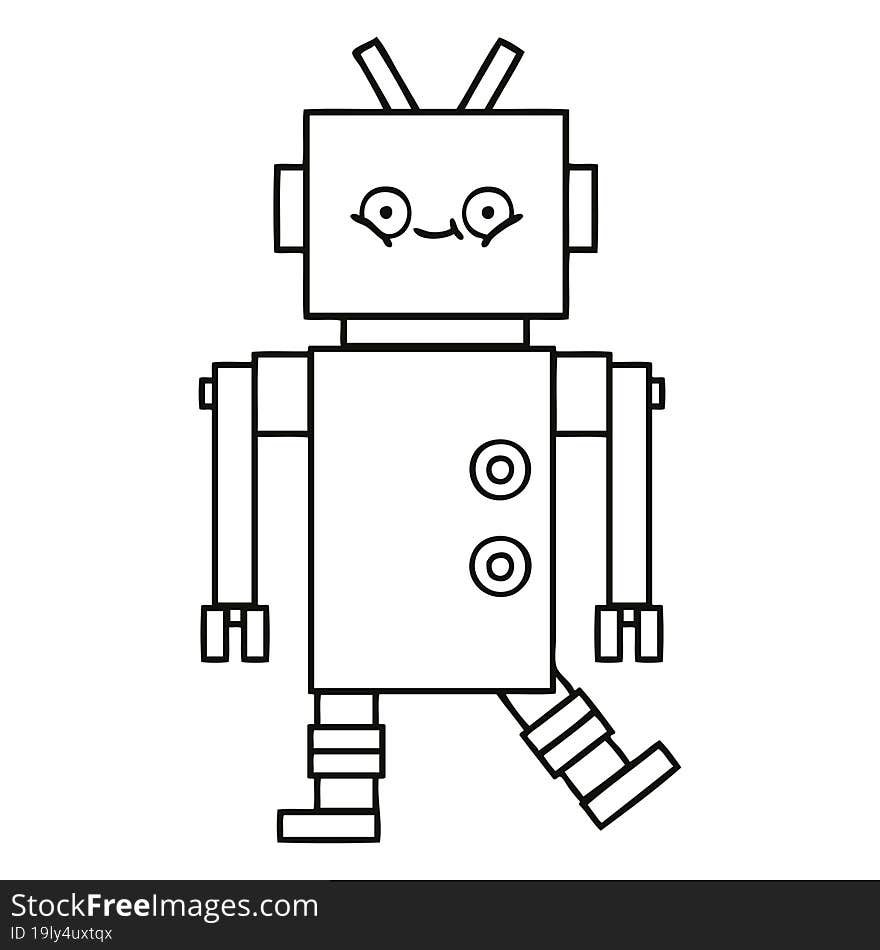 Line Drawing Cartoon Robot