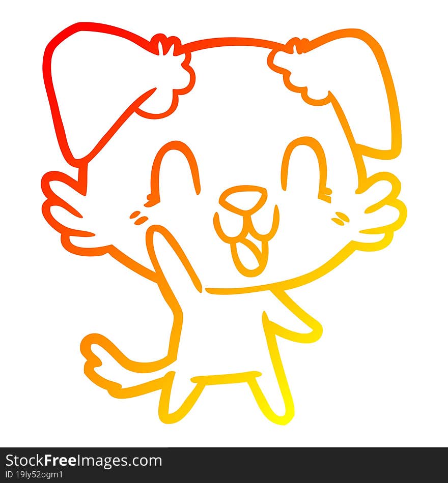 warm gradient line drawing laughing cartoon dog