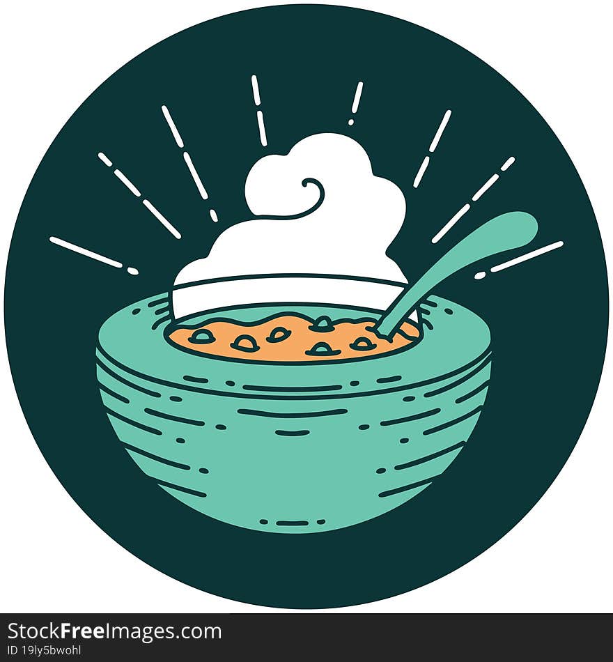 Icon Of Tattoo Style Bowl Of Soup