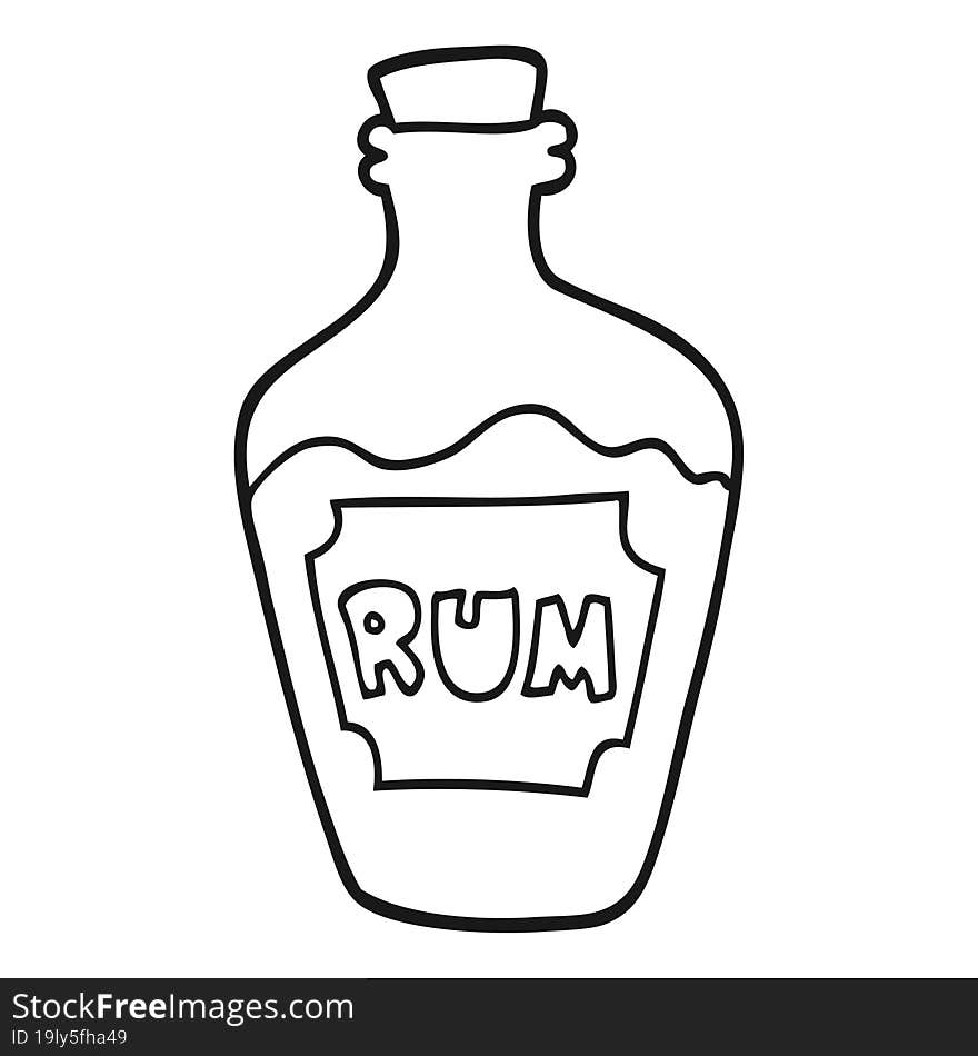 Black And White Cartoon Rum Bottle