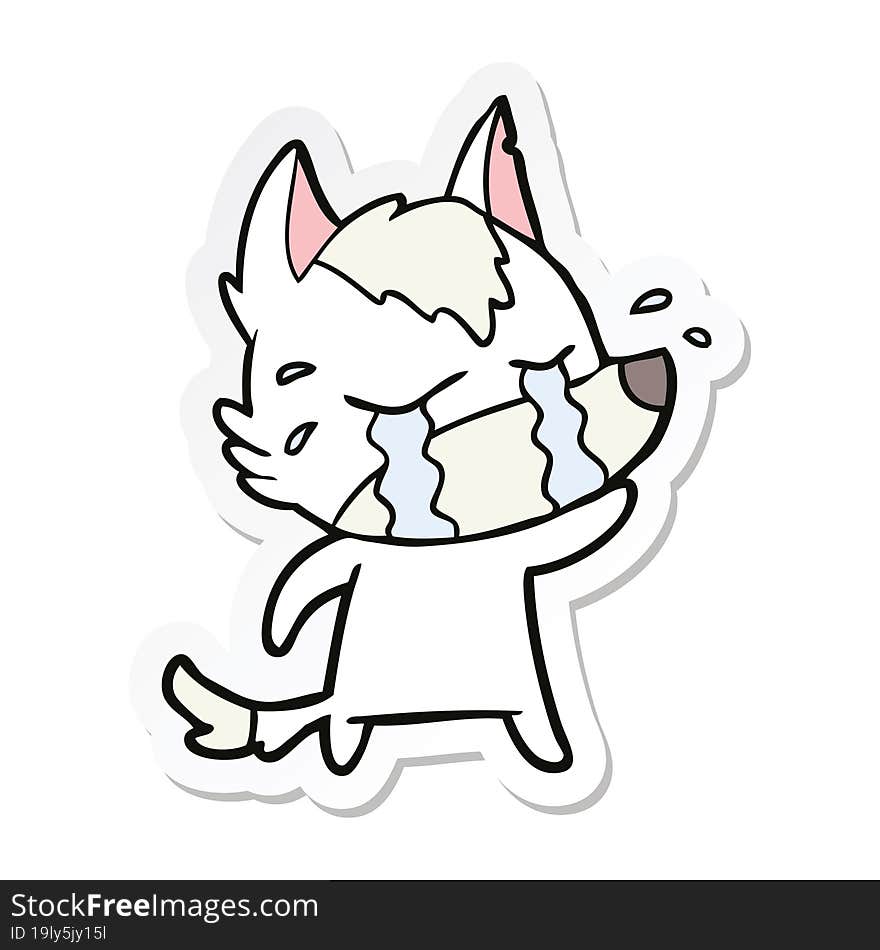 Sticker Of A Cartoon Crying Wolf