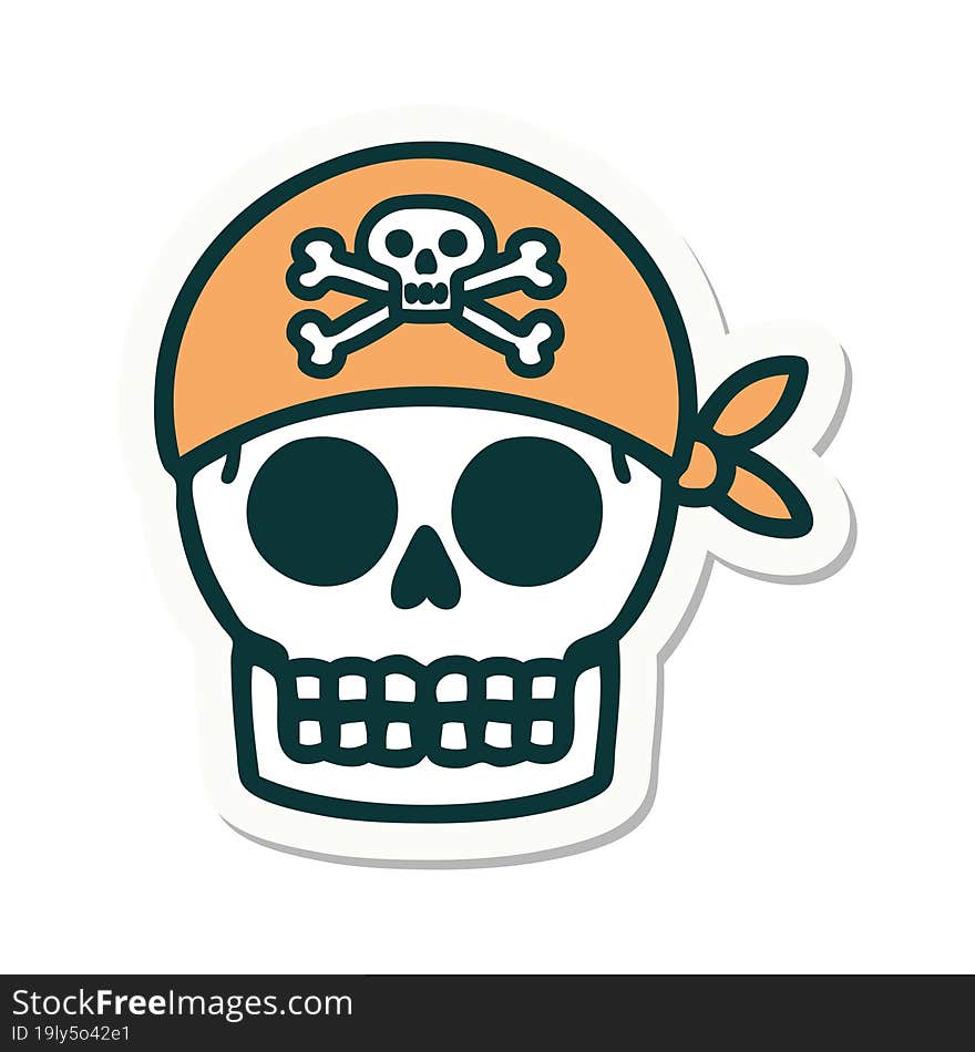 tattoo style sticker of a pirate skull