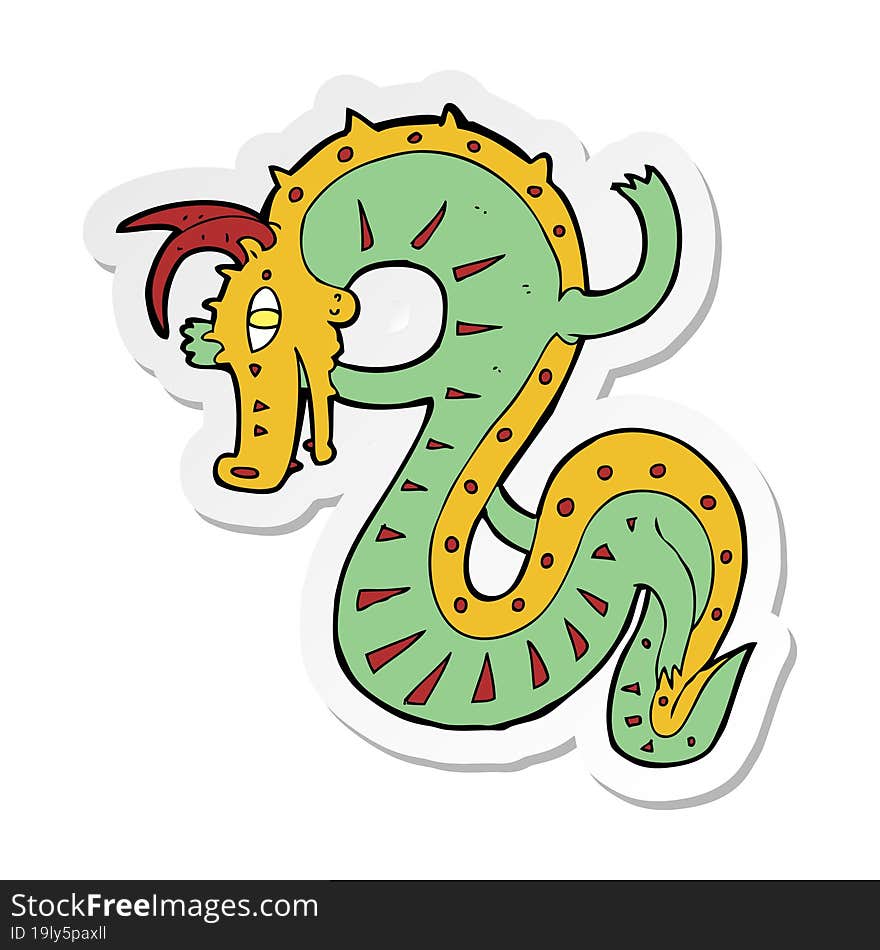 Sticker Of A Saxon Dragon Cartoon