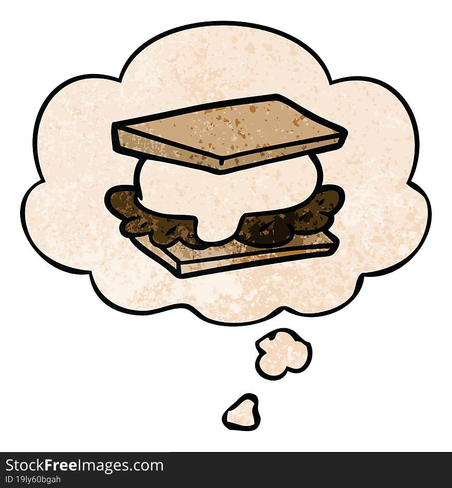 smore cartoon and thought bubble in grunge texture pattern style