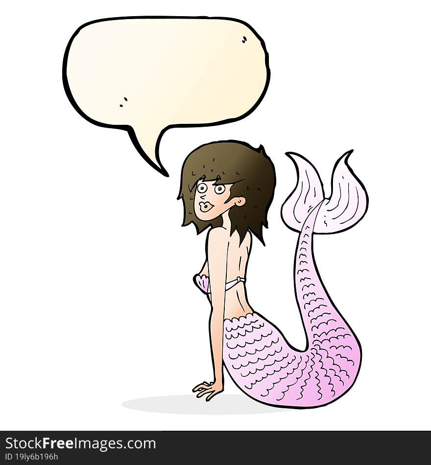 cartoon mermaid with speech bubble