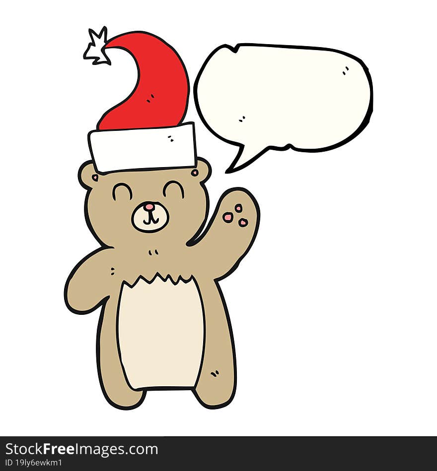 speech bubble cartoon teddy bear waving