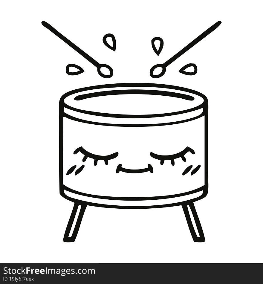 line drawing cartoon of a drum. line drawing cartoon of a drum