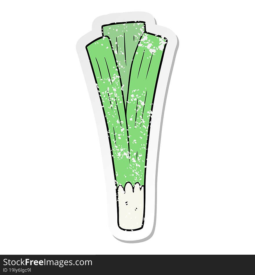 distressed sticker of a cartoon leek