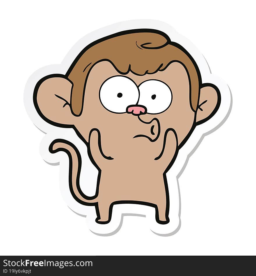 sticker of a cartoon hooting monkey