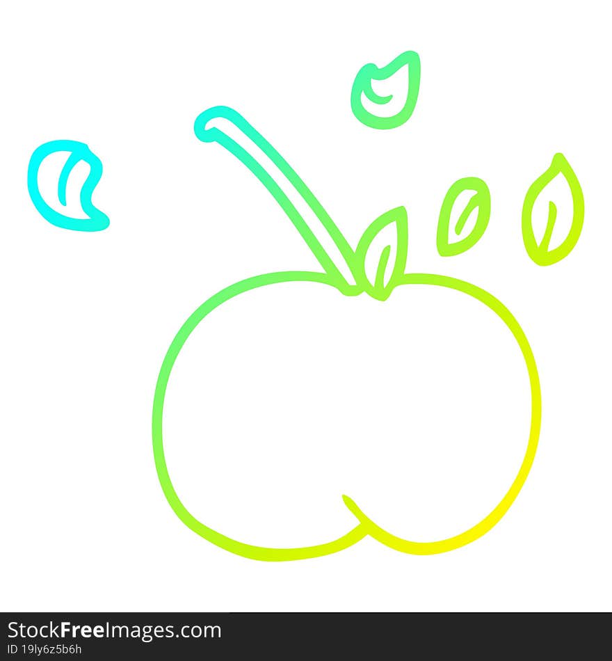 cold gradient line drawing cartoon juicy apple