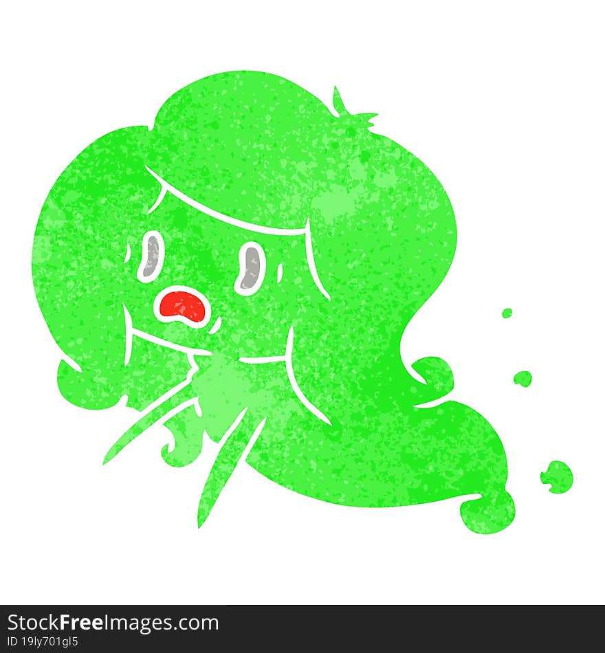 retro cartoon of kawaii scary ghost