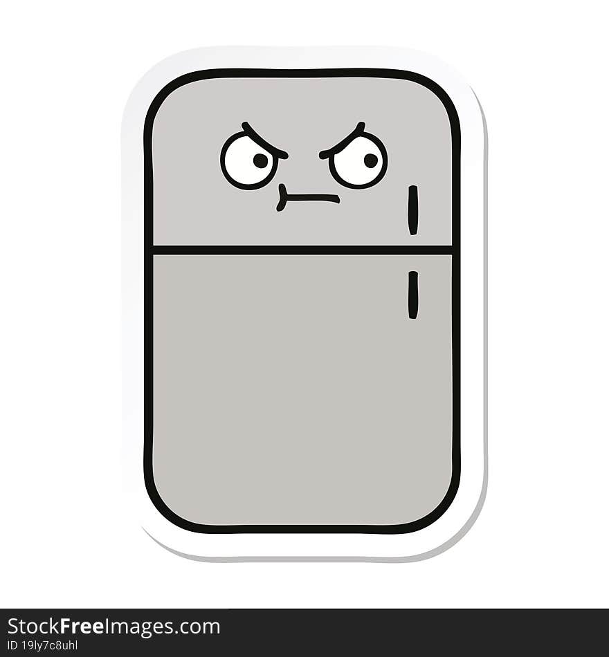 Sticker Of A Cute Cartoon Fridge Freezer