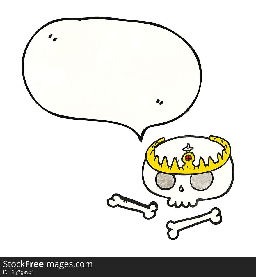 texture speech bubble cartoon skull wearing tiara