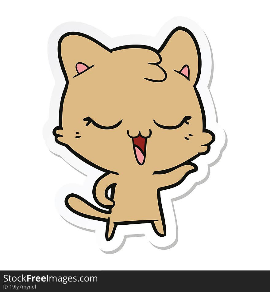 sticker of a happy cartoon cat