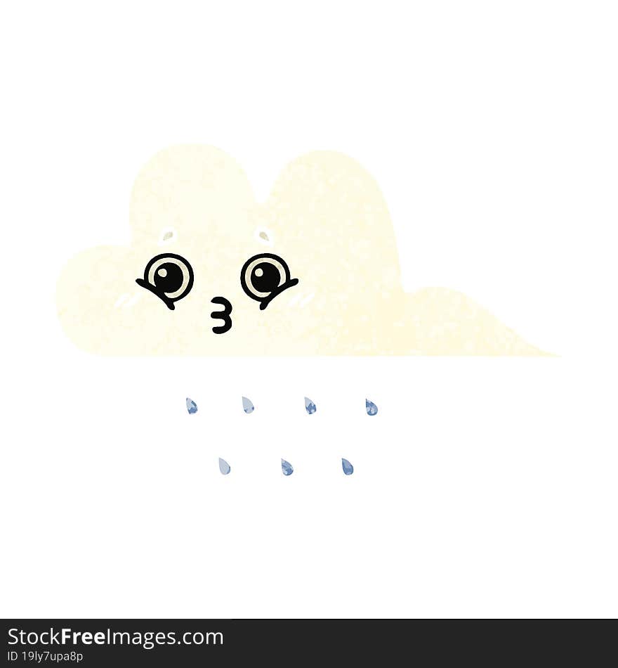 retro illustration style cartoon rain cloud